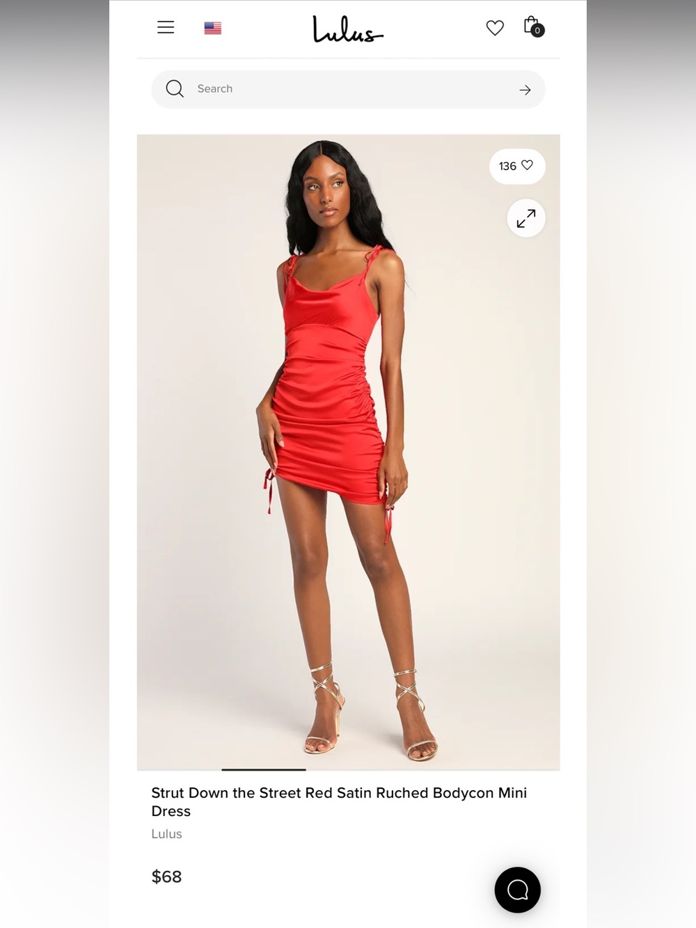 New With Tags Lulus XS Red Satin Dress